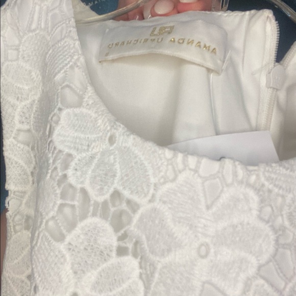 Amanda Uprichard Womens Round Neck Laser Cut Sheath Dress White Small - Picture 4 of 13